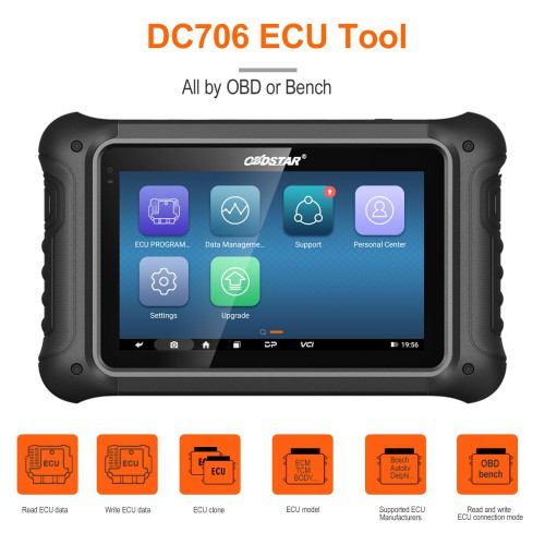 OBDSTAR DC706 ECU Tool Full Version for Car and Motorcycle ECM & TCM & BODY Clone by OBD or BENCH pk I/O Terminal